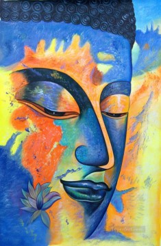 仏教徒 Painting - 黄色の色合いを持つ青い仏陀 仏教